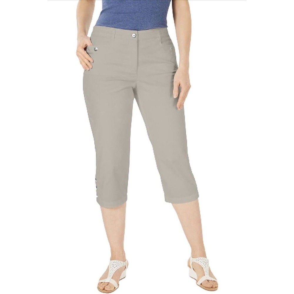Karen Scott Tummy Control Comfort Capri Pants women’s Size 16 Stonewall Tan